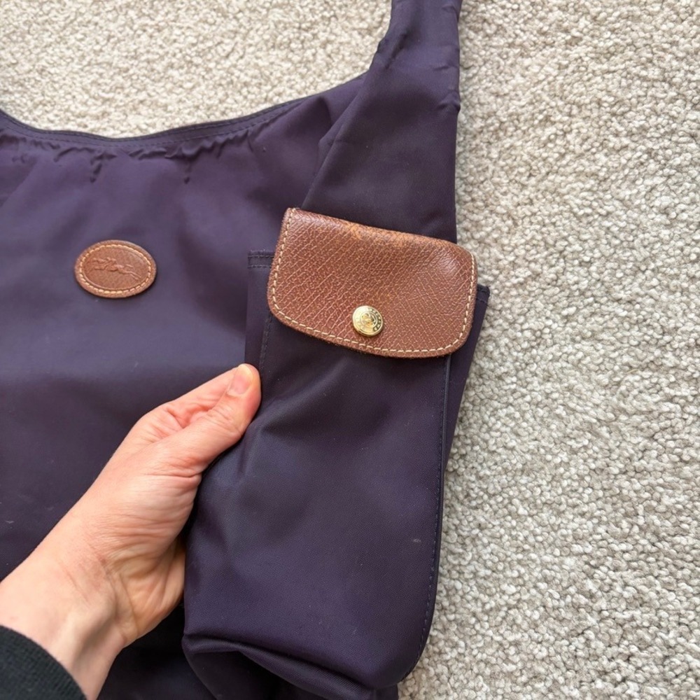 Longchamp Le Pliage Hobo Crossbody Bag Purple Nylon Casual Purse Travel - Picture 5 of 11